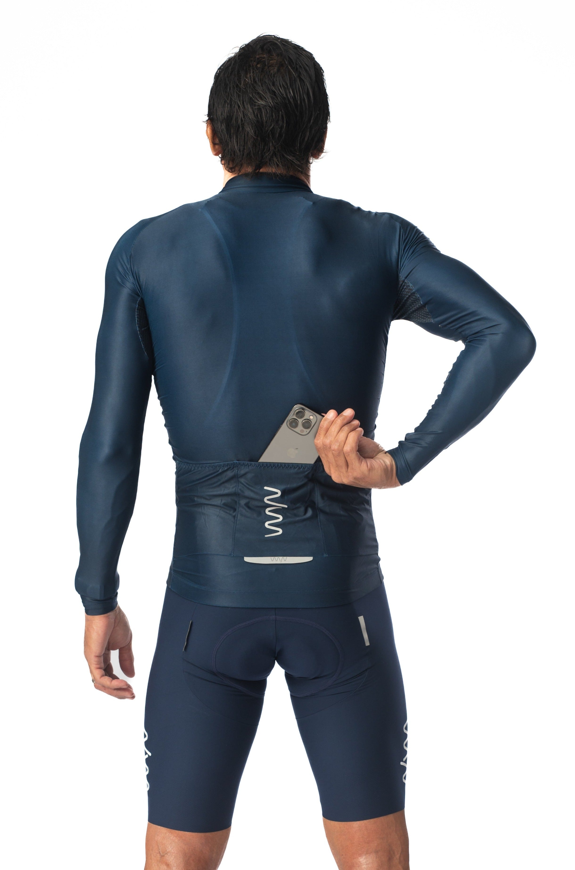 Men's Lightweight Long Sleeve Cycling Jersey - Navy
