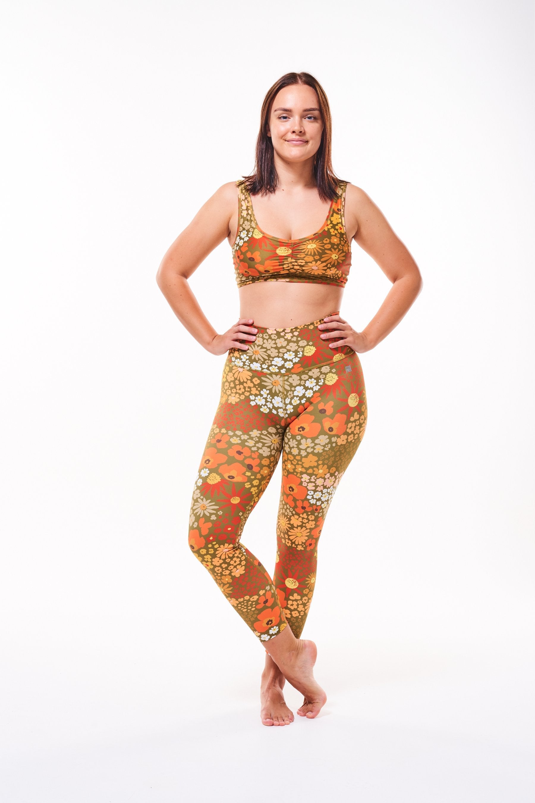 WYN MALO on the run 7/8 tights - flower child ochre