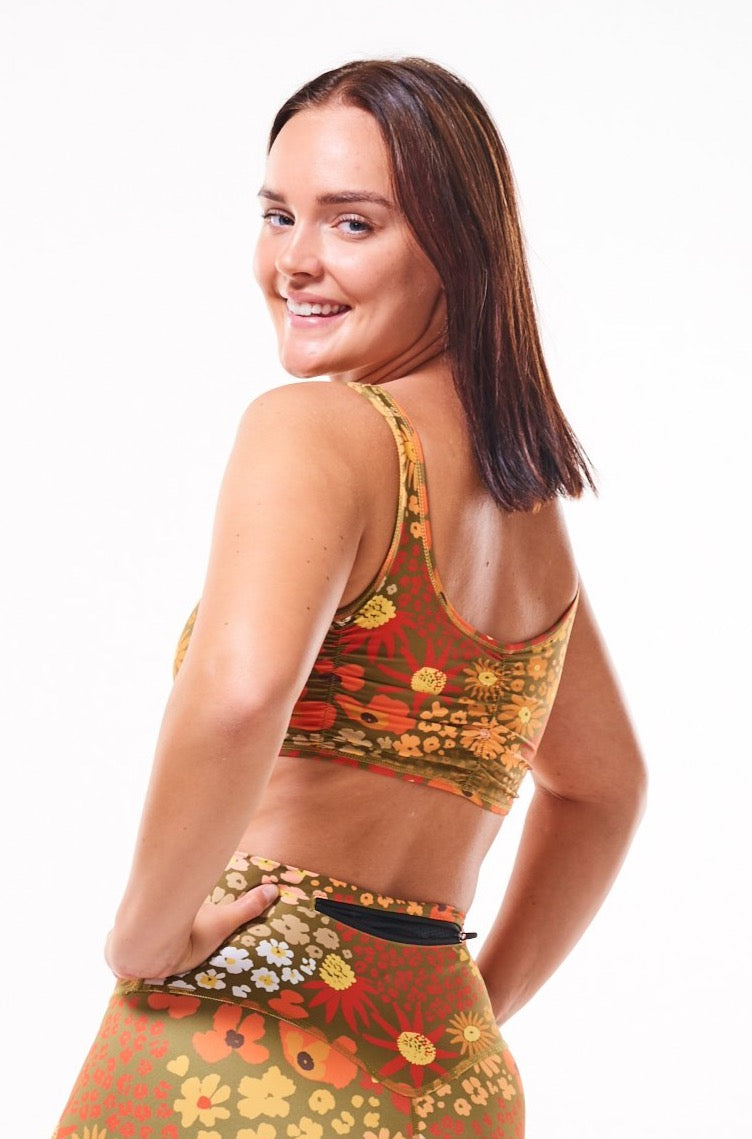 WYN by MALO EcoActive reversible bralette - flower child ochre