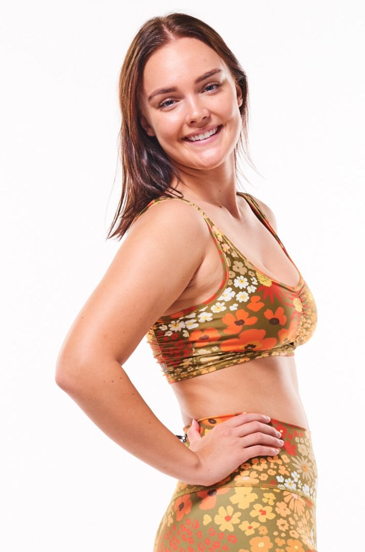 WYN by MALO EcoActive reversible bralette - flower child ochre