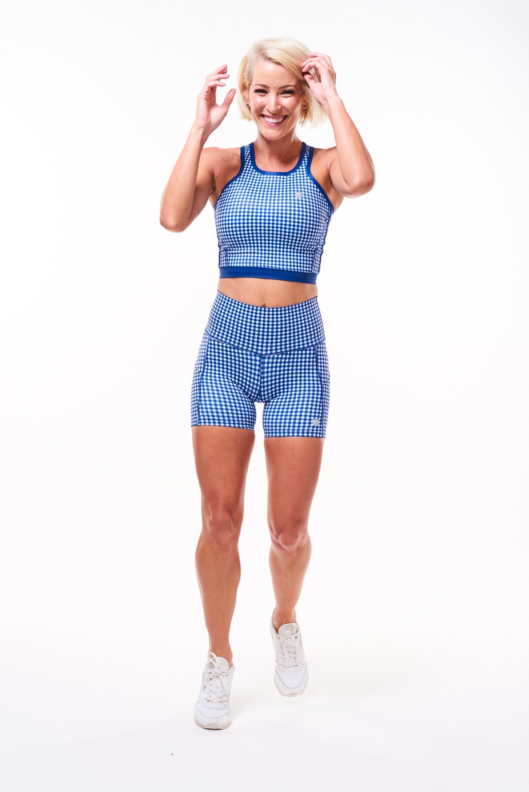 WYN by MALO core crop (with phone pocket) - classic gingham
