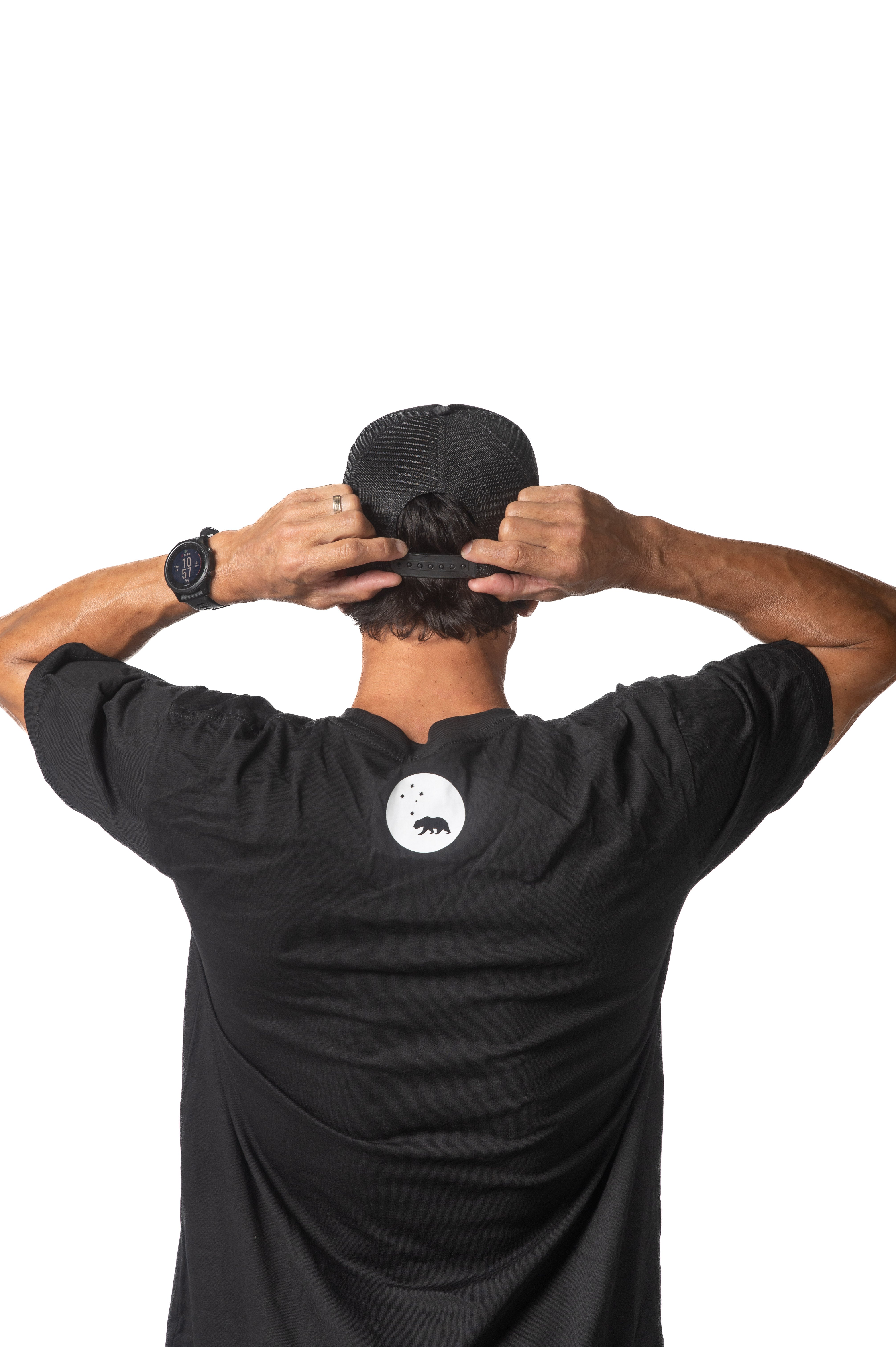 black on black mesh trucker