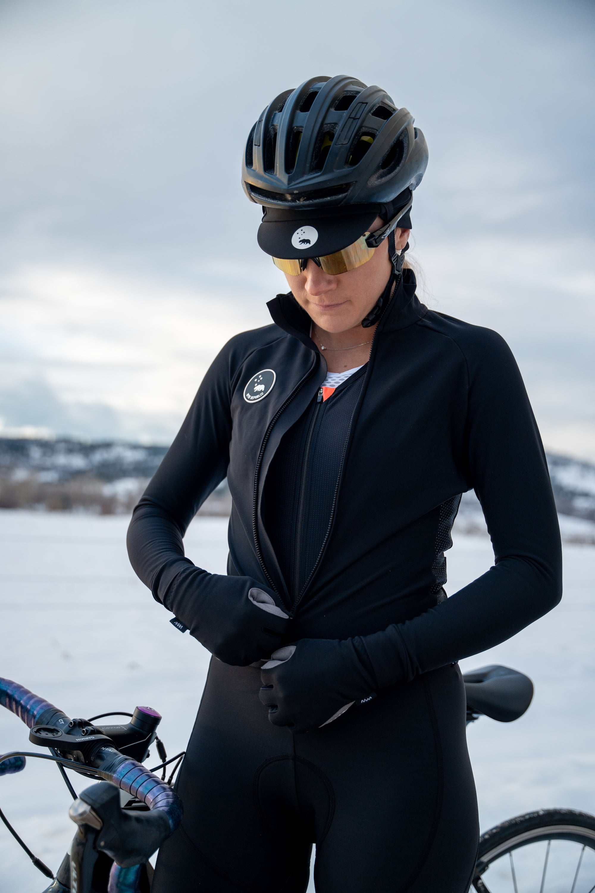 womens black bicycle helmet WYN Republic - Women's Italian Thermal Cycling Jacket - Black