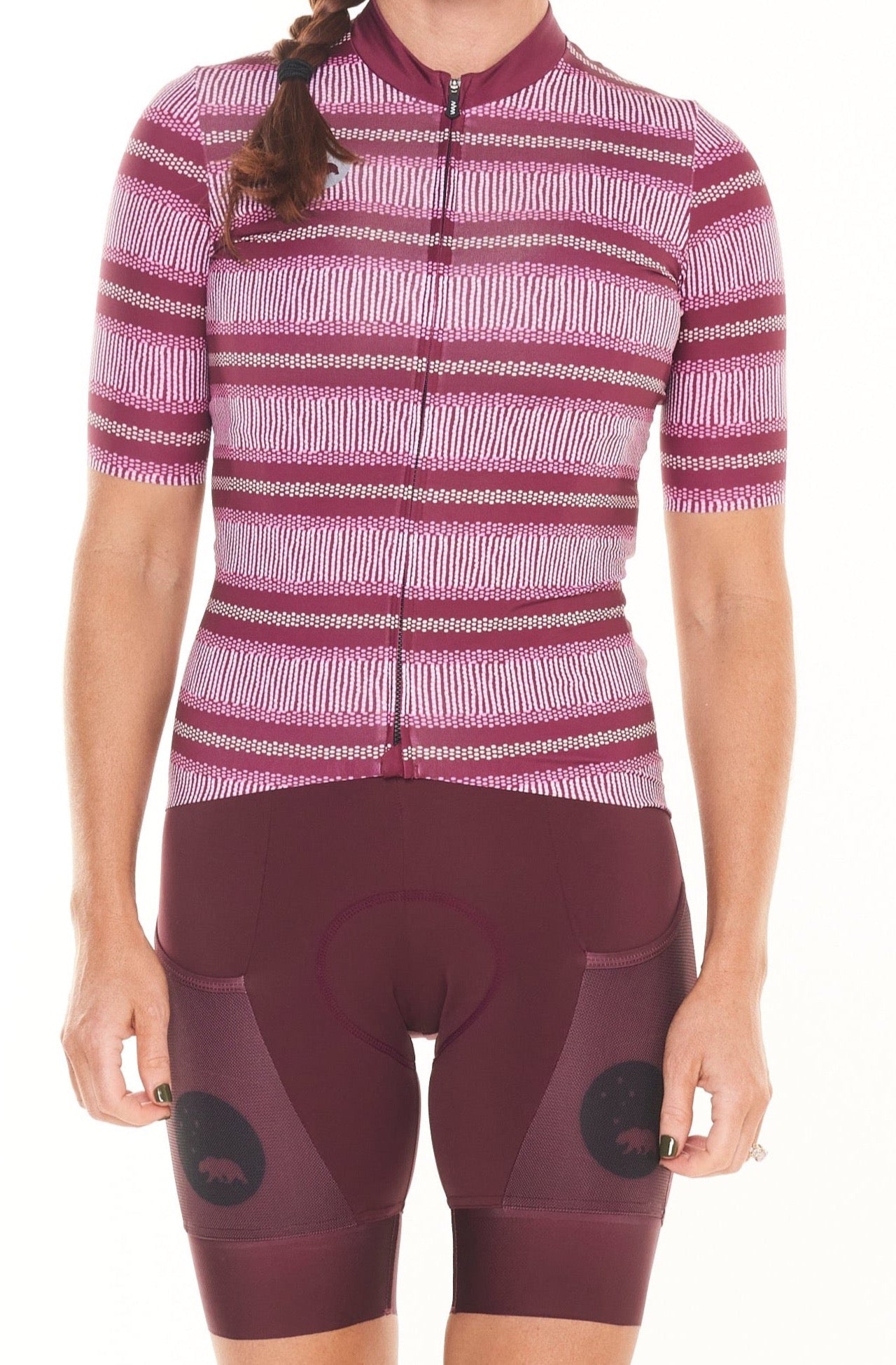 women's ROAM premium cycling jersey  - alt stripe burgundy