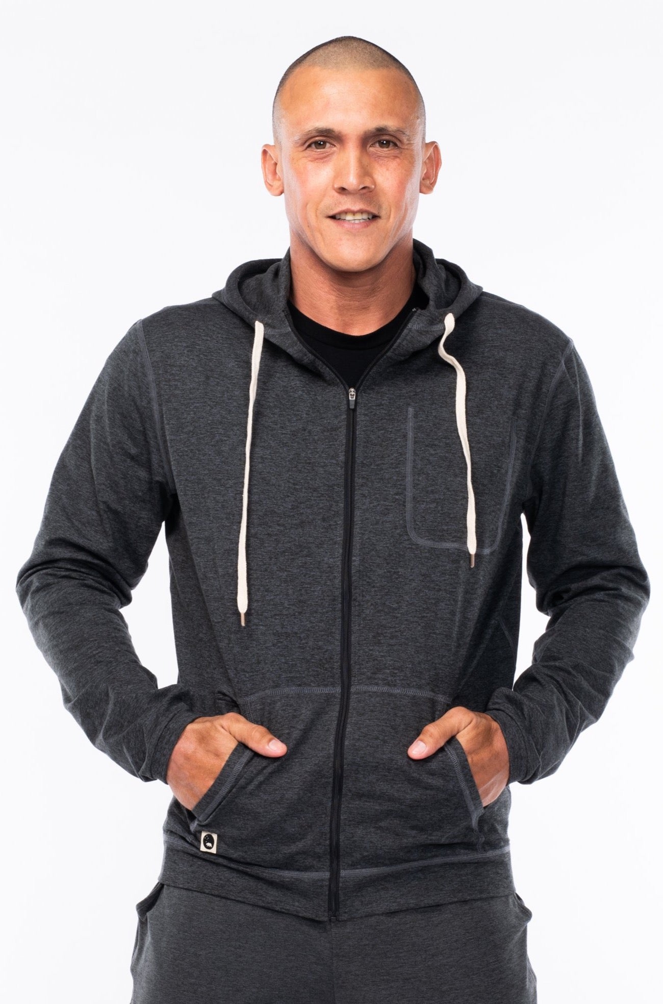 WYN by MALO men's ultimate travel hoodie - slate heather