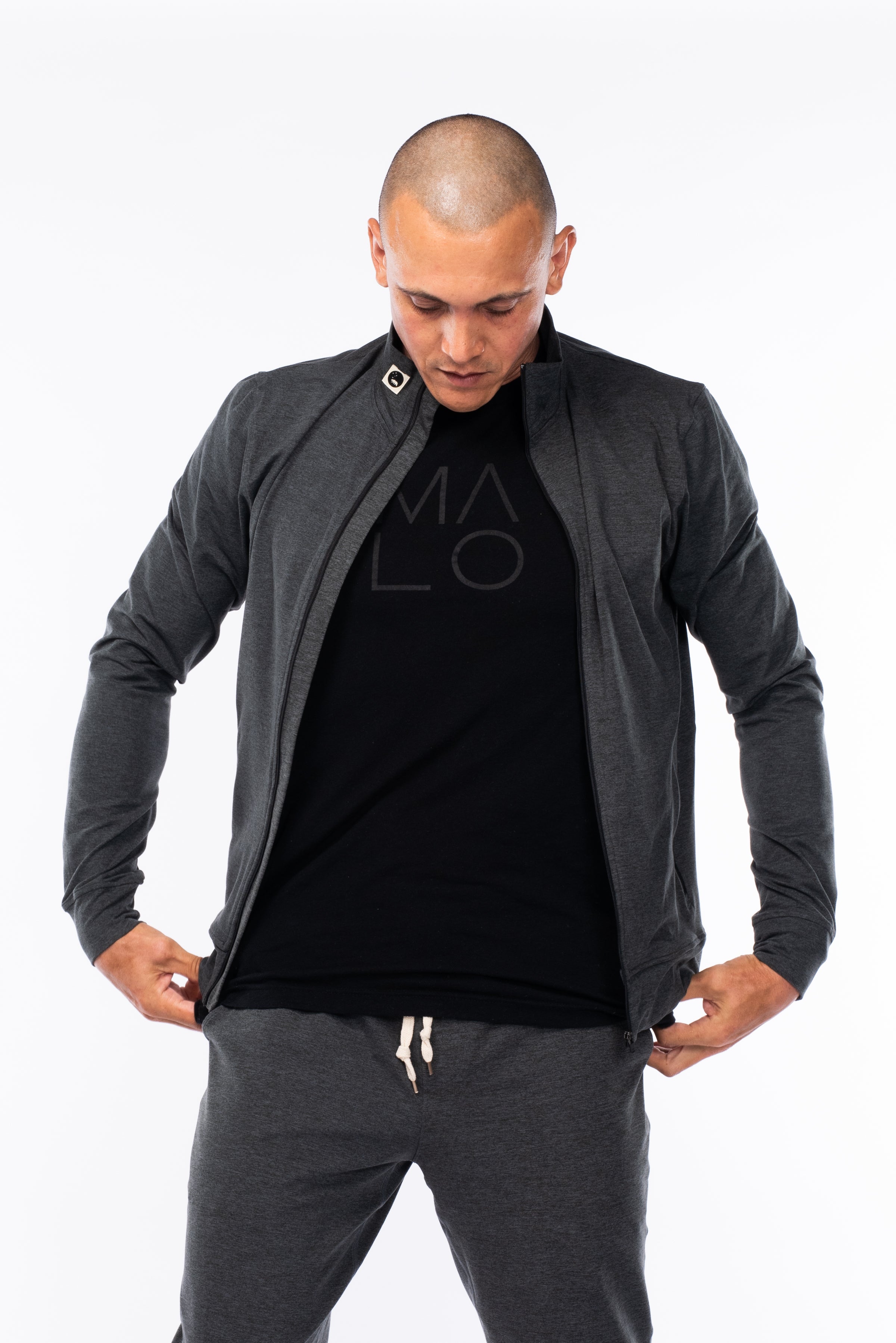 WYN by MALO men's bomber jacket - slate heather