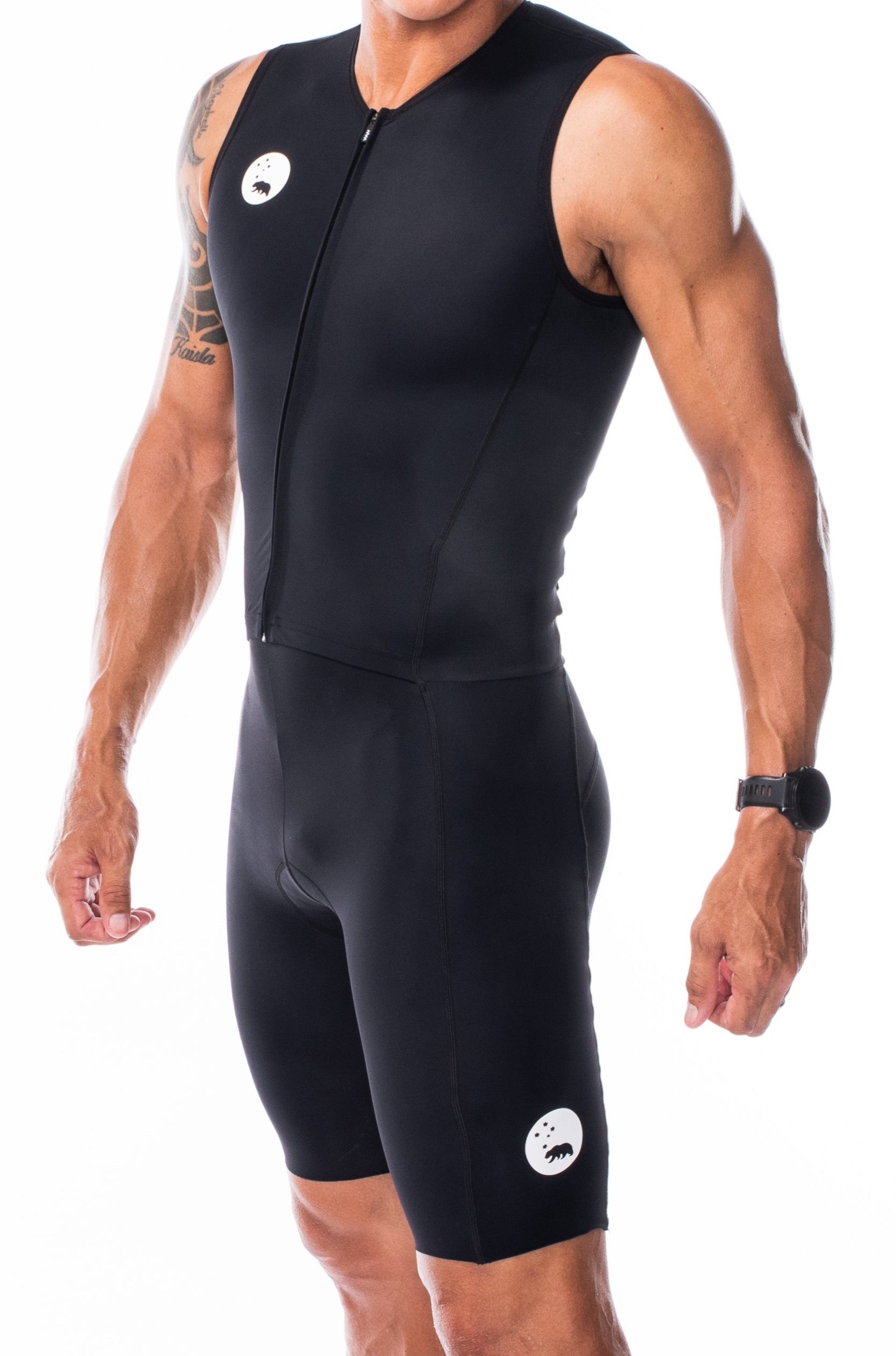 men's velocity sleeveless tri suit - black