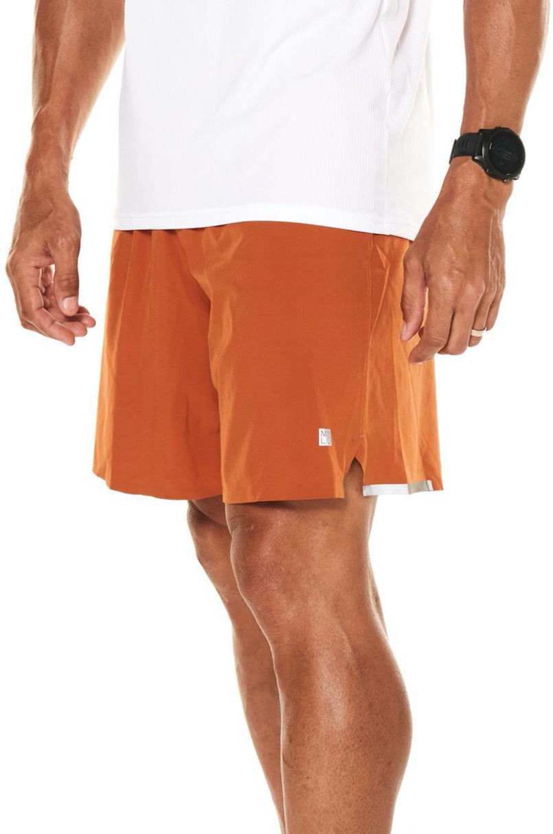 WYN by MALO noosa 2.0 run short (7")- rust