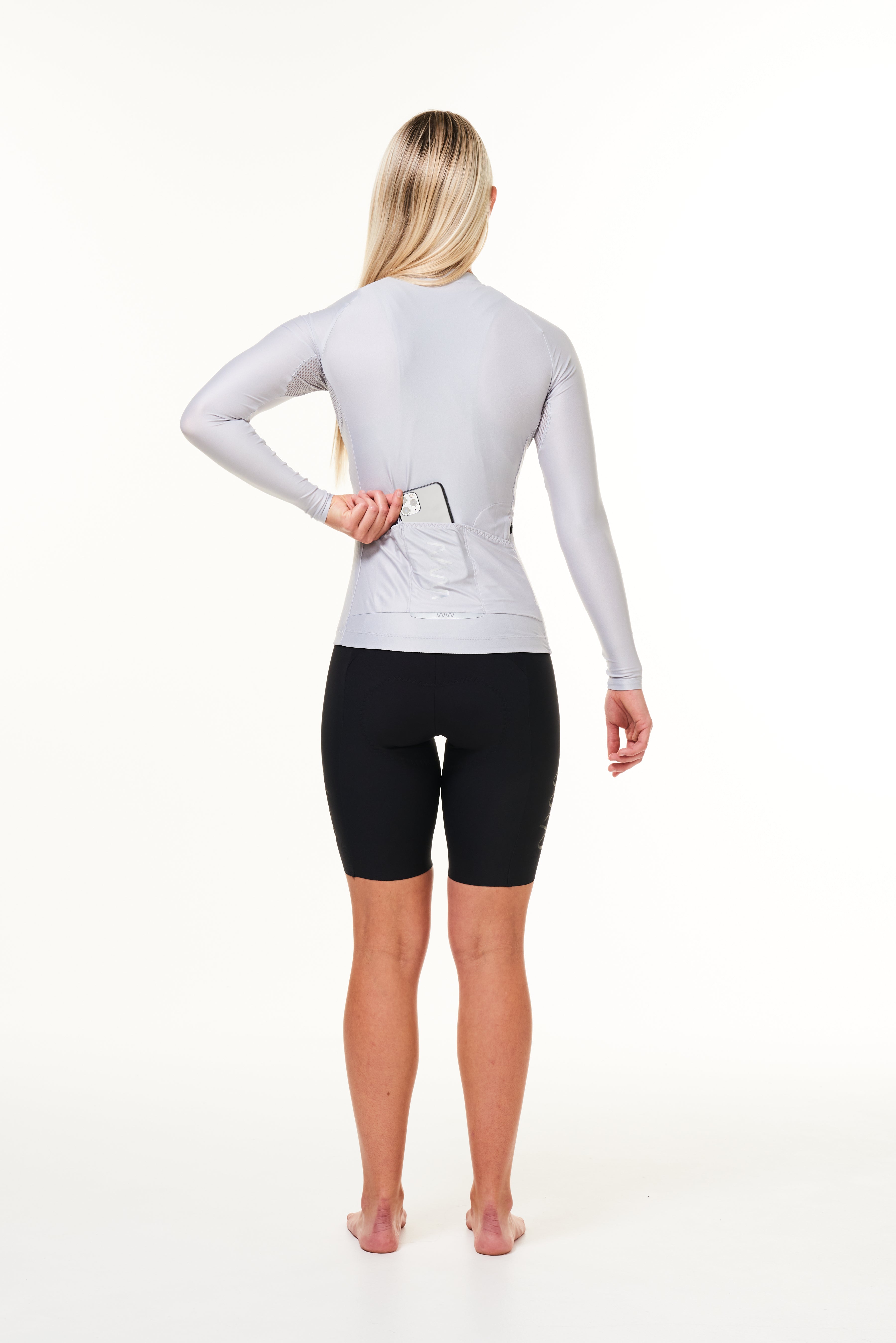 Women's Lightweight Long Sleeve Cycling Jersey - Silver