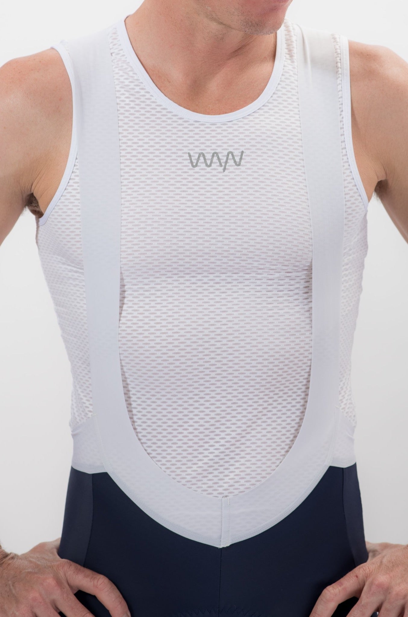 men's white sleeveless base layer