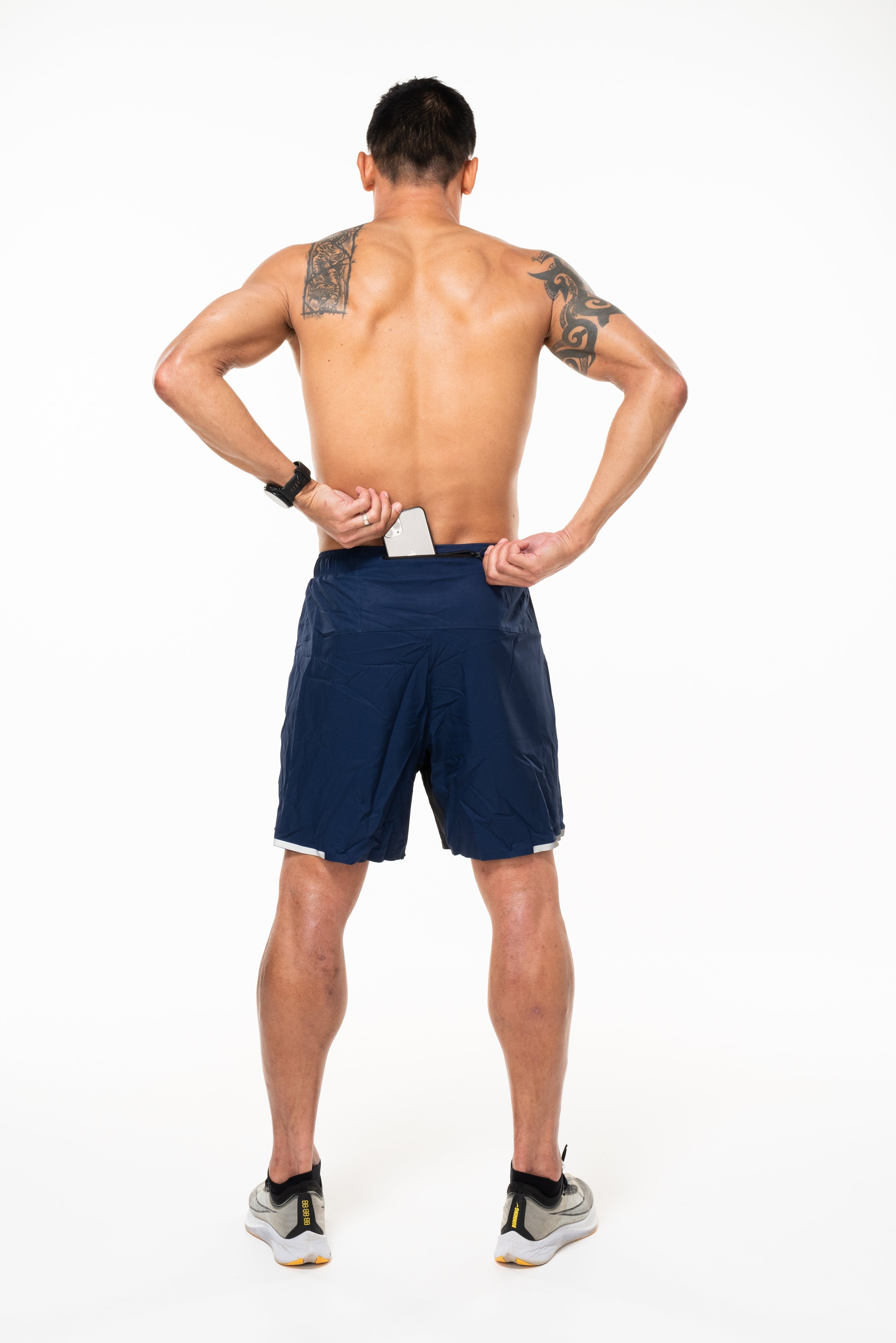 WYN by MALO noosa 2.0 run short (7")- navy