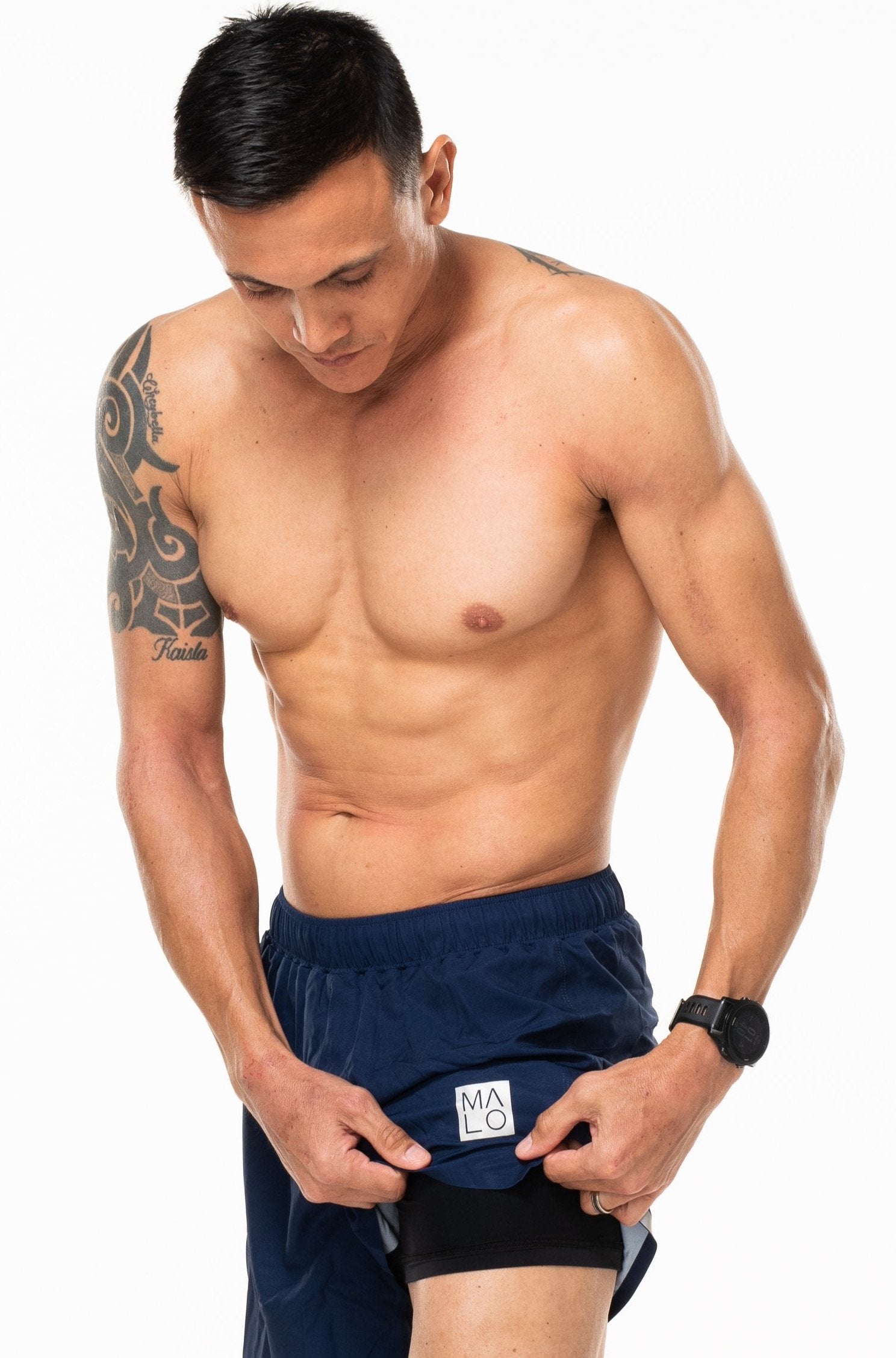 WYN by MALO noosa 2.0 run short (7")- navy