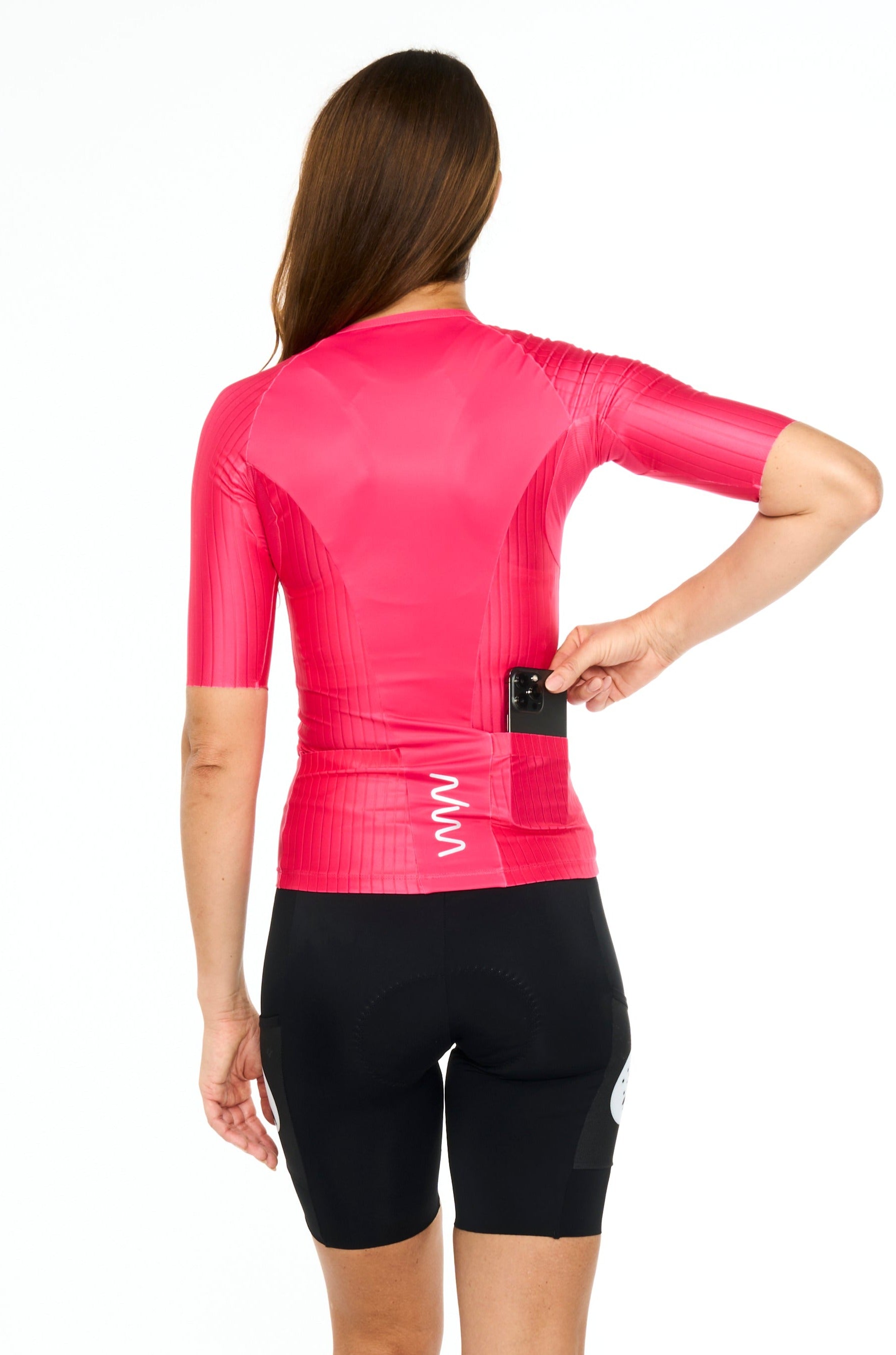 women's hi velocity X sleeved tri top - raspberry