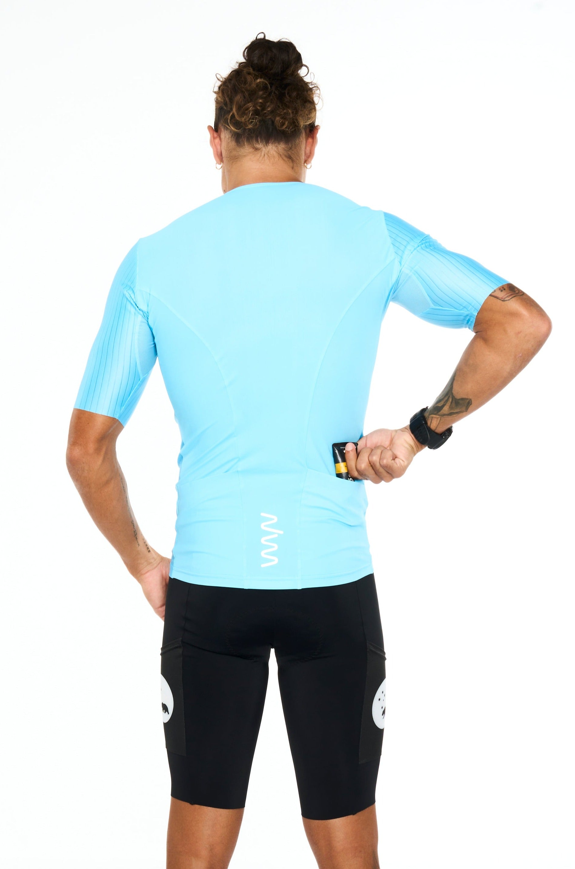 men's hi velocity X sleeved tri top - sky blue