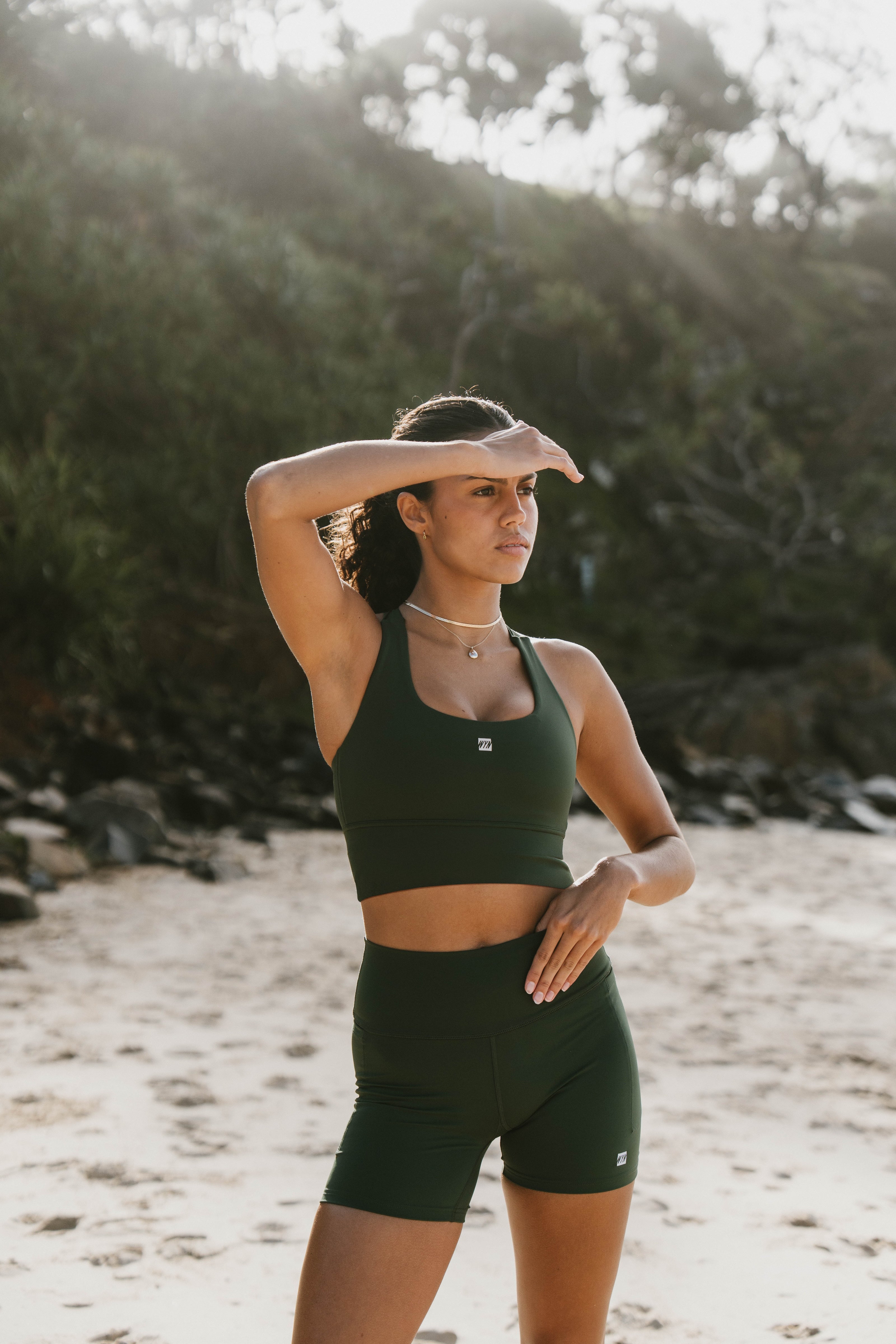 Women's All-In Crop - Evergreen