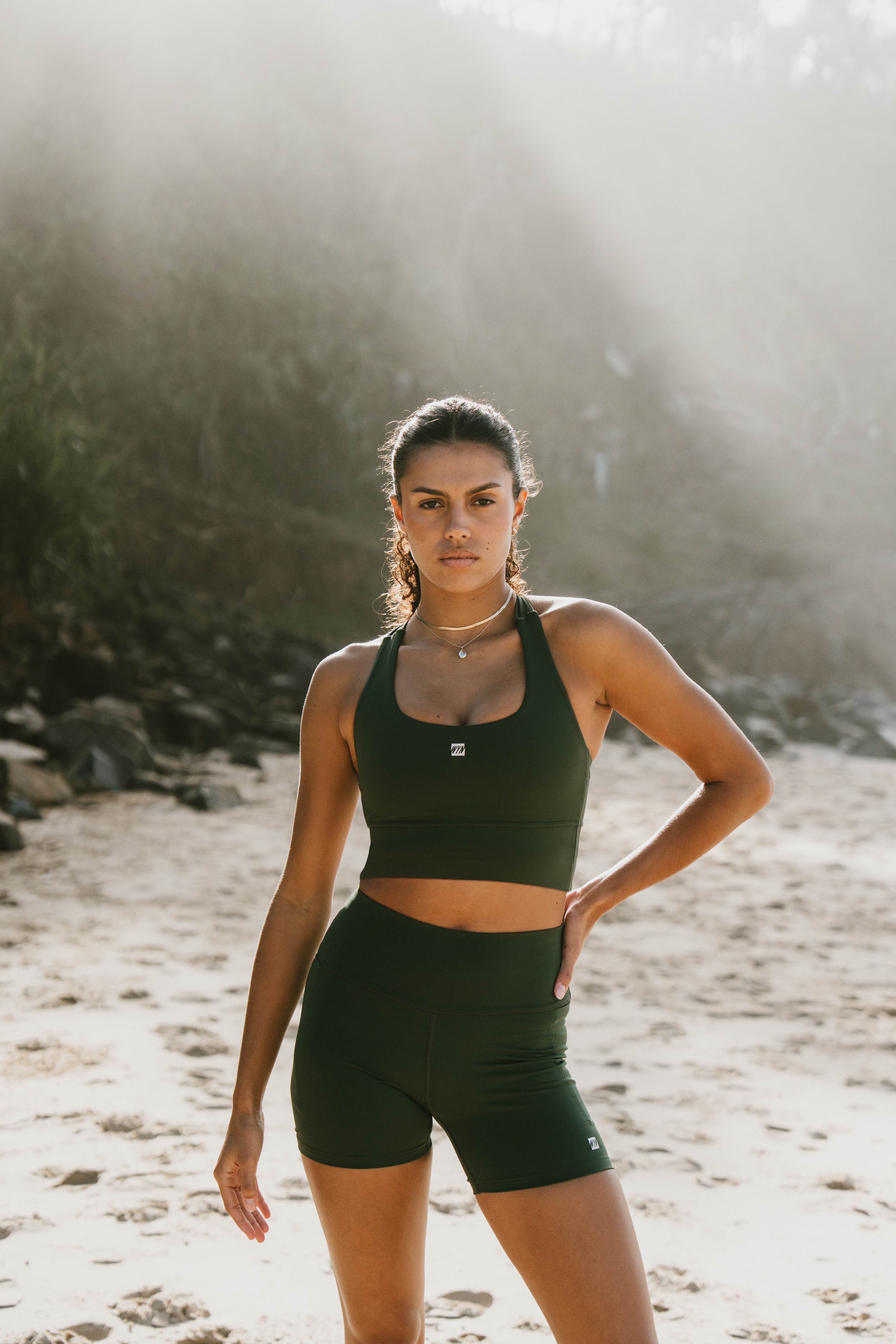 Women's All-In Crop - Evergreen