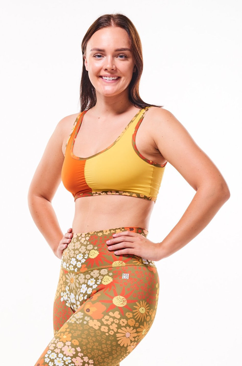 WYN by MALO EcoActive reversible bralette - flower child ochre