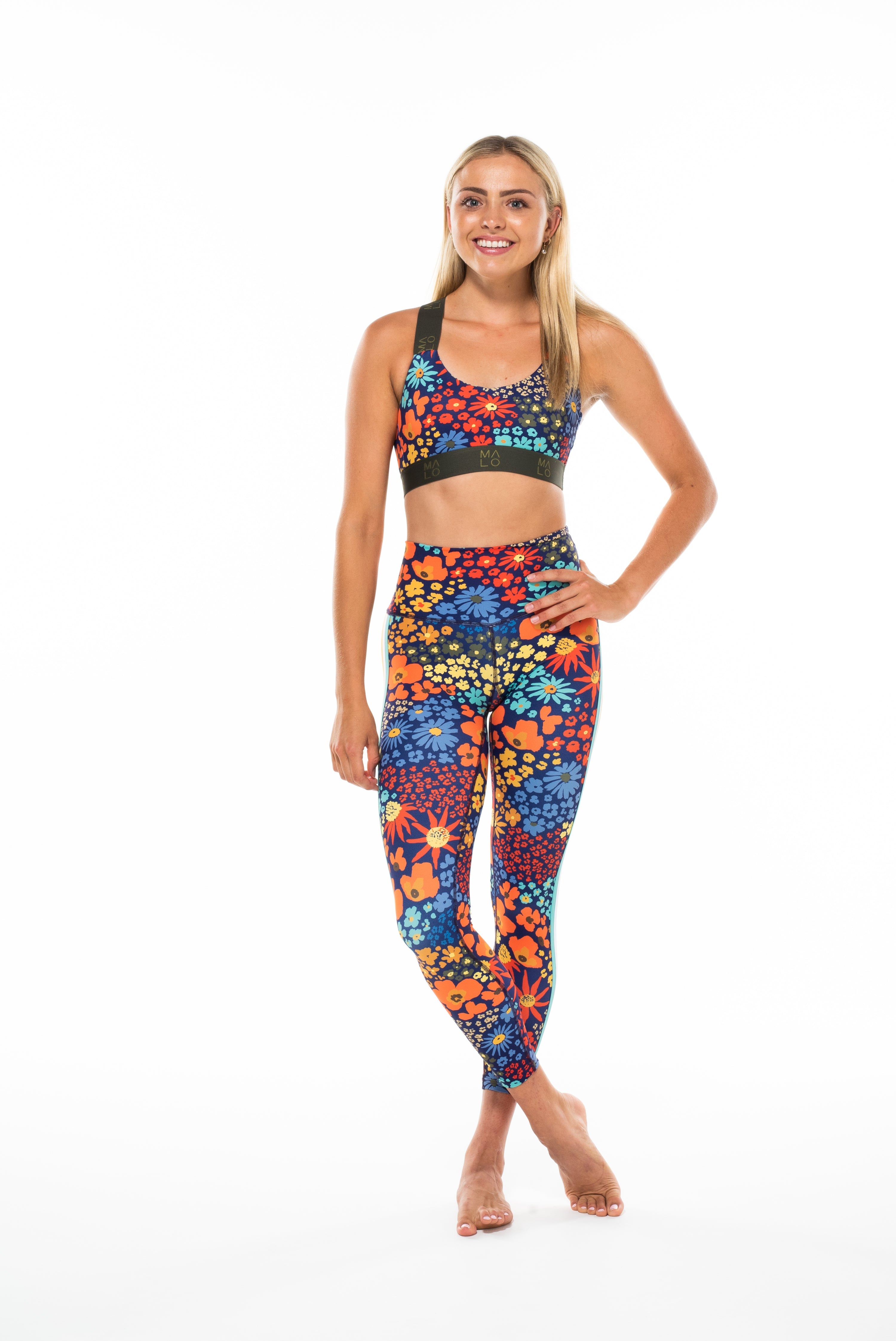 MALO on the run 7/8 tights - flower child blue poppy