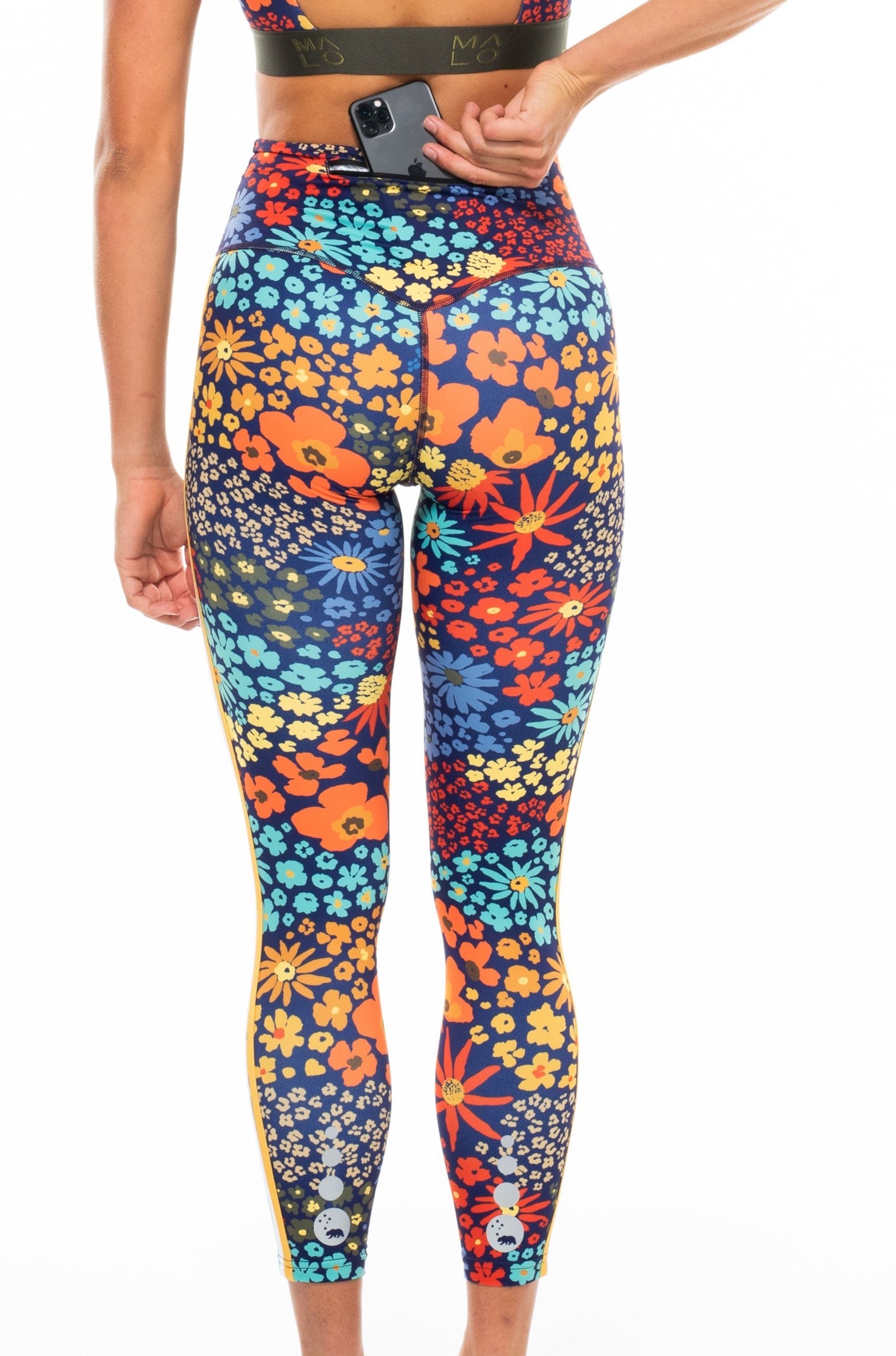 MALO on the run 7/8 tights - flower child blue poppy