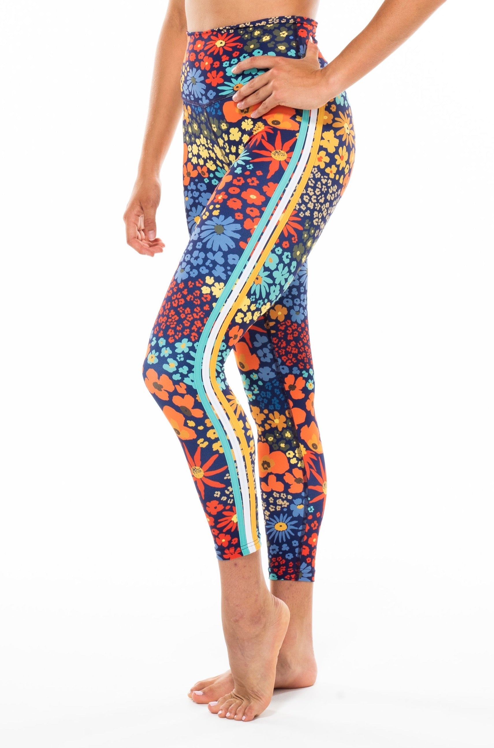 MALO on the run 7/8 tights - flower child blue poppy