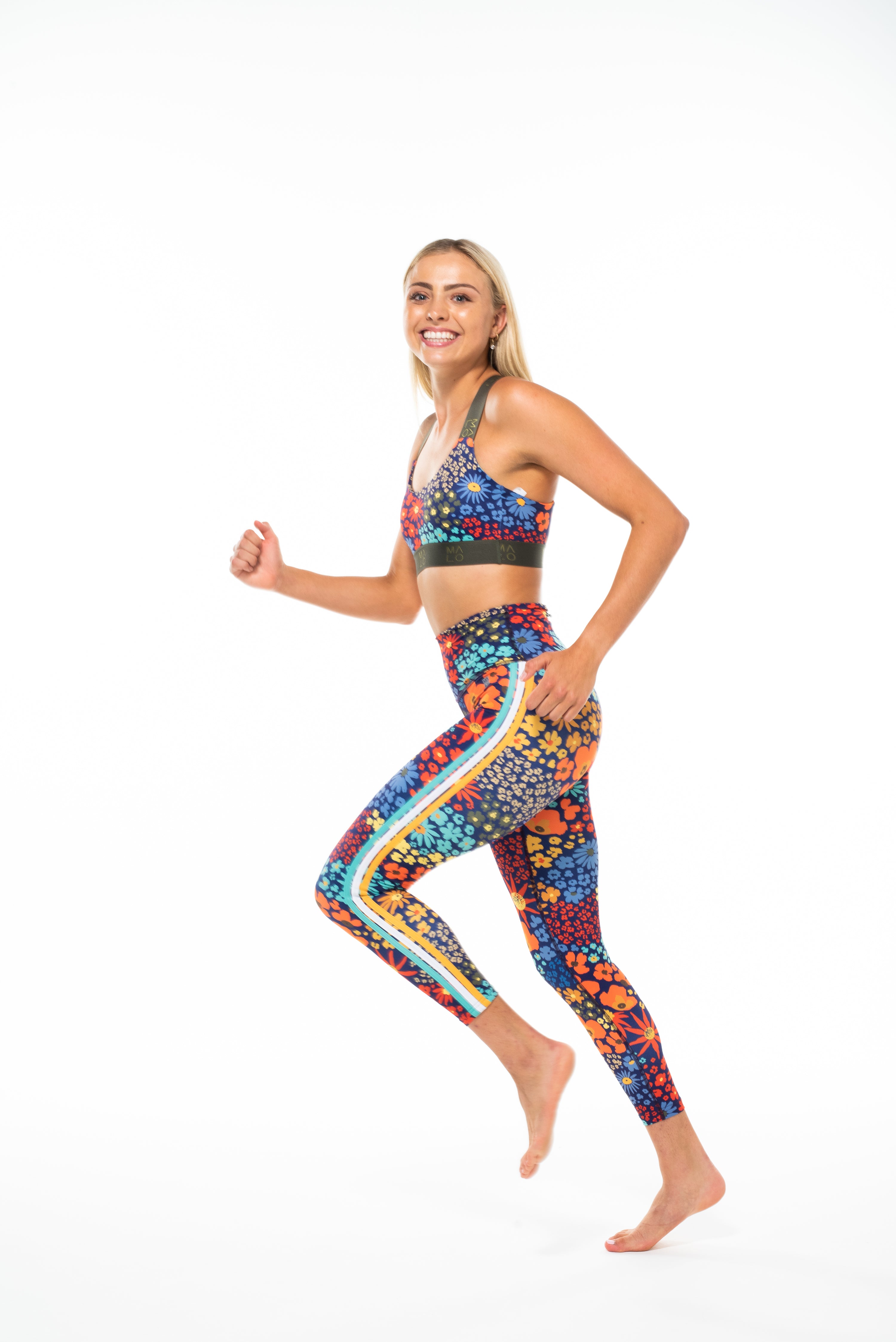 MALO on the run 7/8 tights - flower child blue poppy