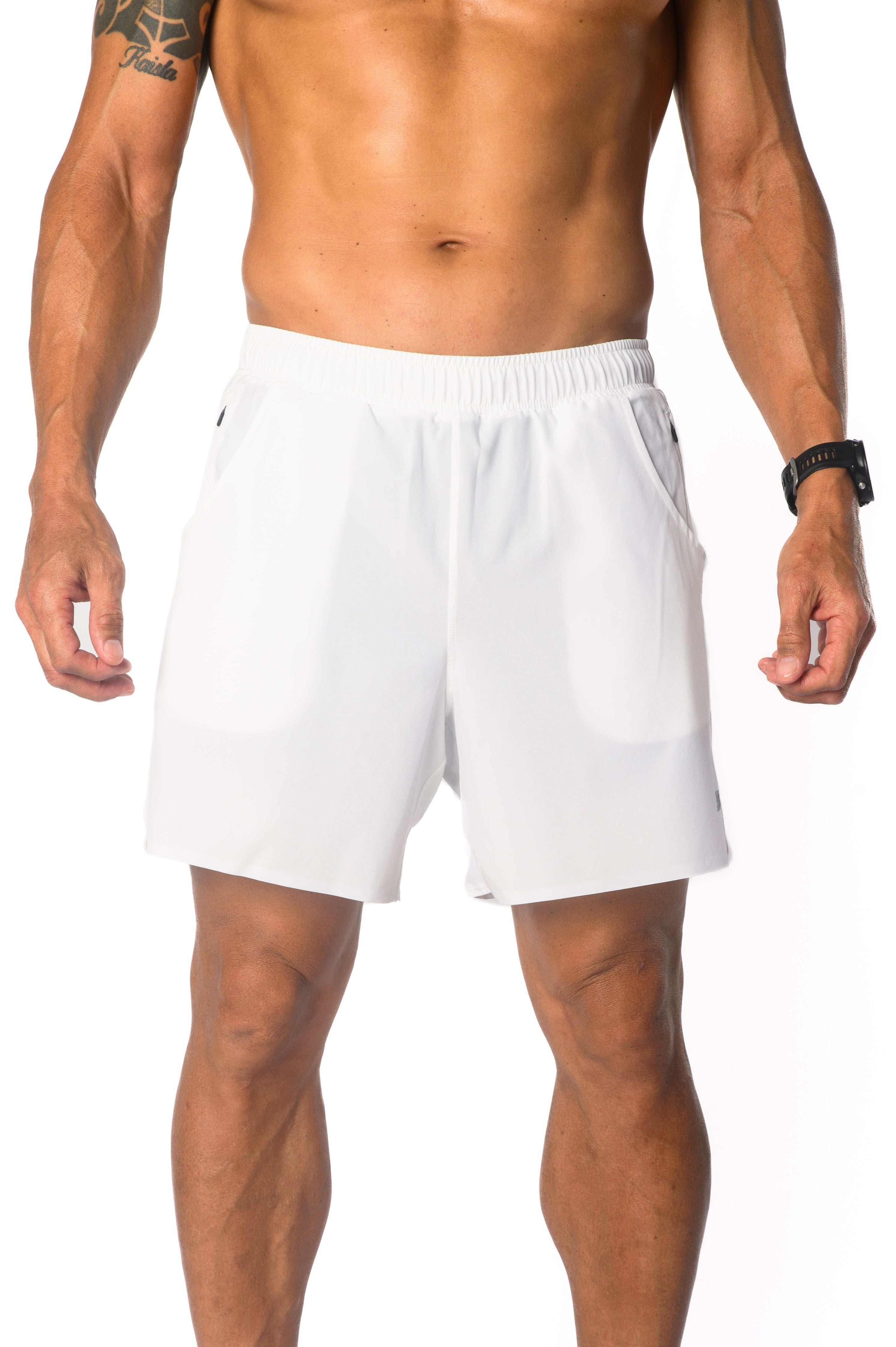 Men's Hybrid Short (6")- White