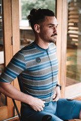 men's ROAM premium cycling jersey -  alt stripe blue
