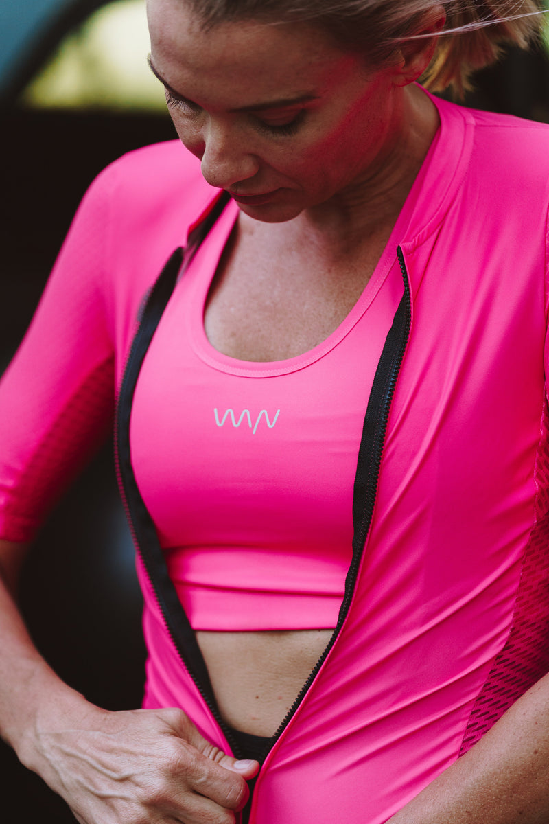 women's LUCEO hex racer cycling jersey - raspberry