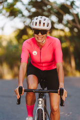 women's LUCEO hex racer cycling jersey - raspberry