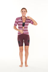 women's ROAM premium cycling jersey  - alt stripe burgundy