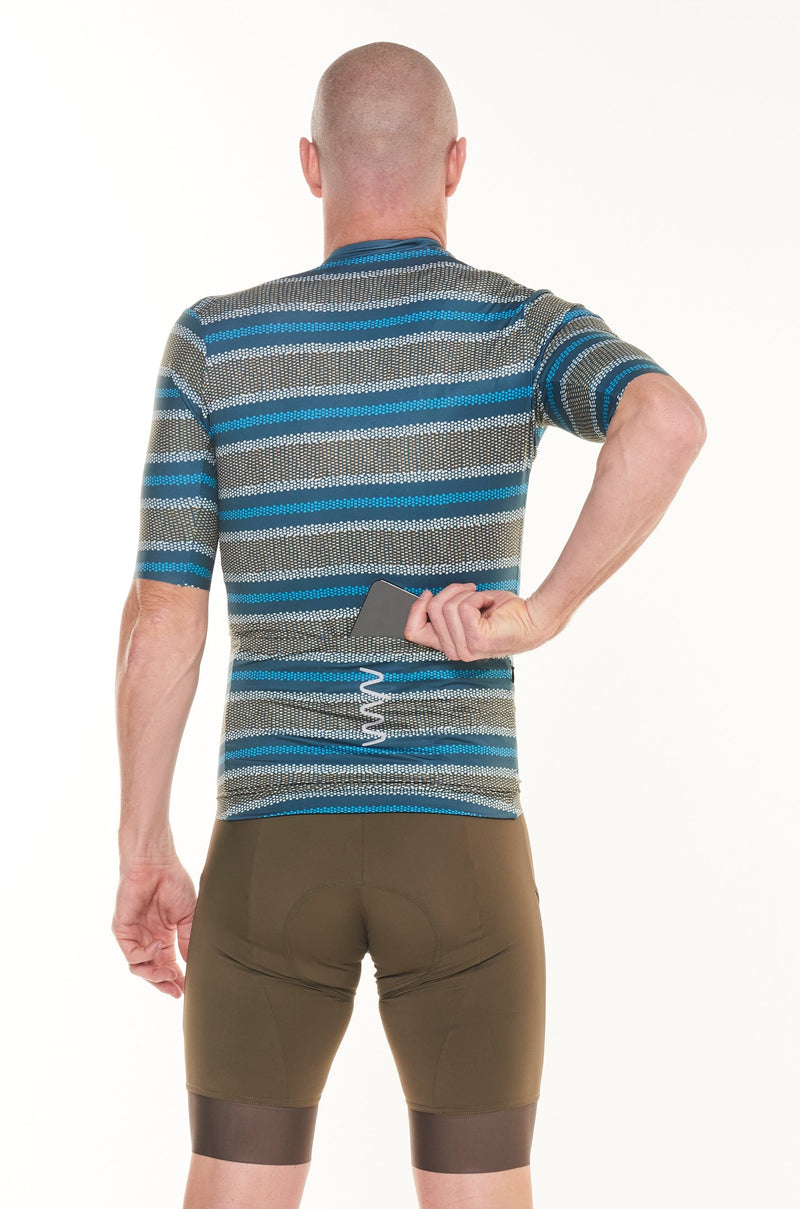 men's ROAM premium cycling jersey -  alt stripe blue