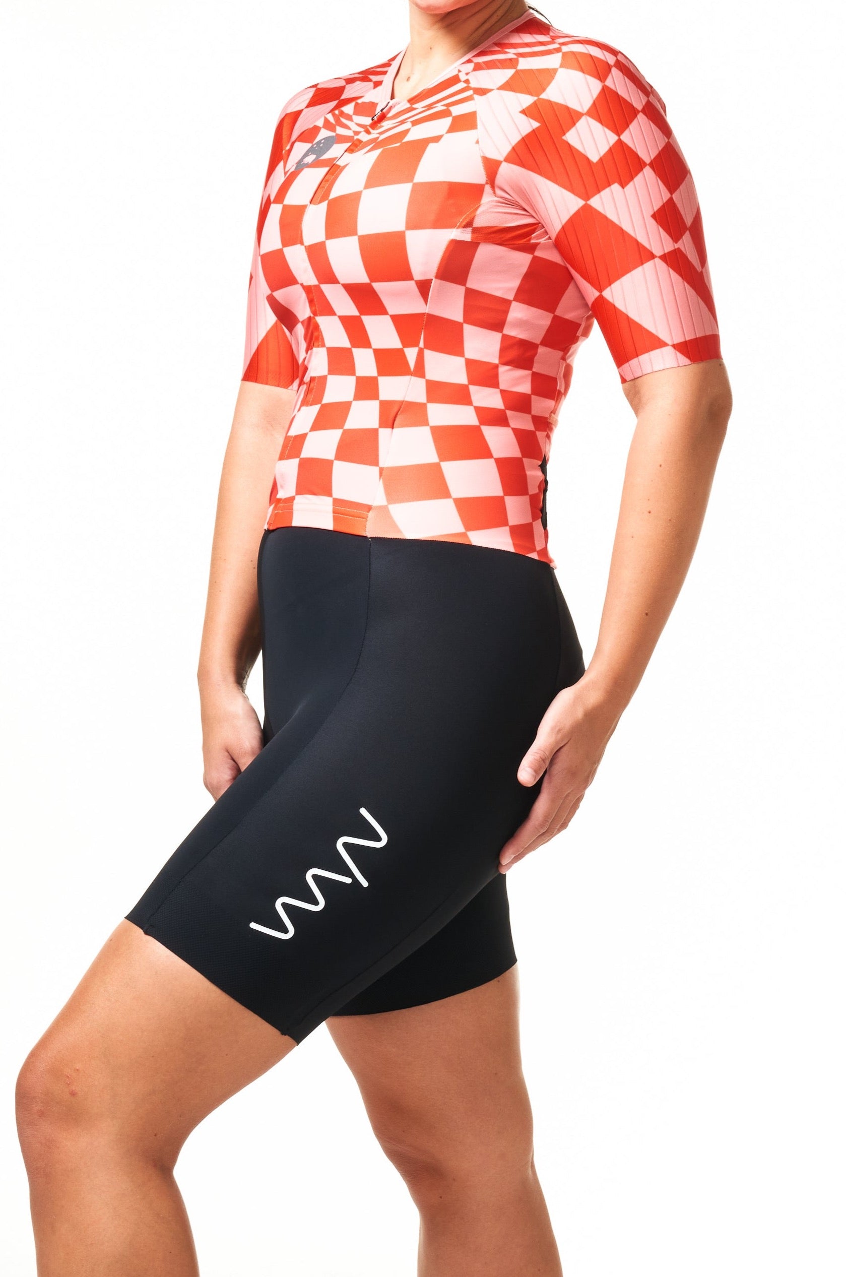 women's check mate high velocity triathlon suit - scarlet check