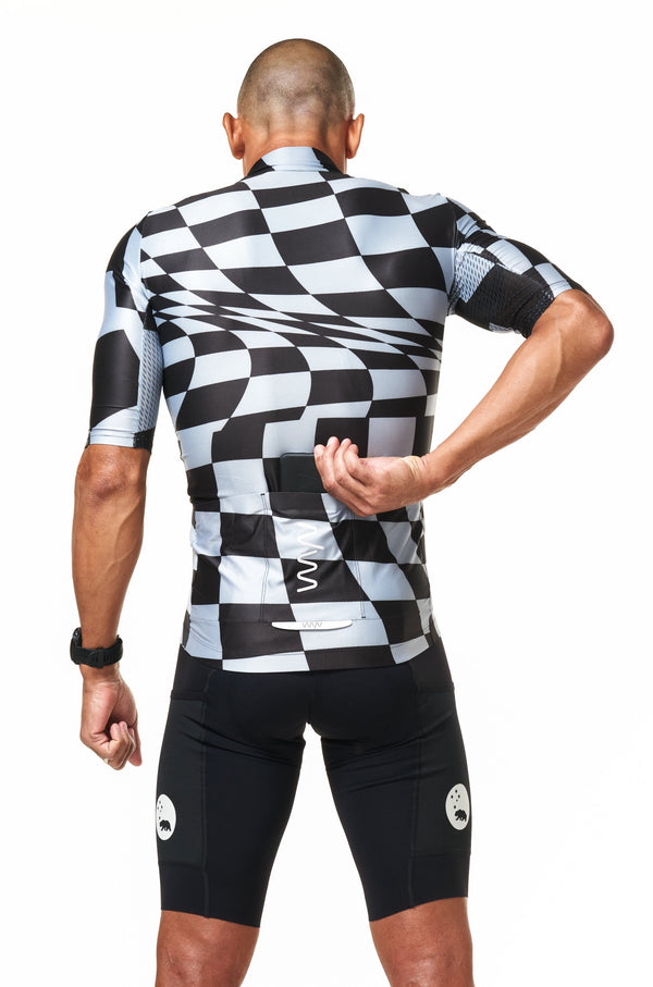 men's check mate premium cycling jersey - jet check