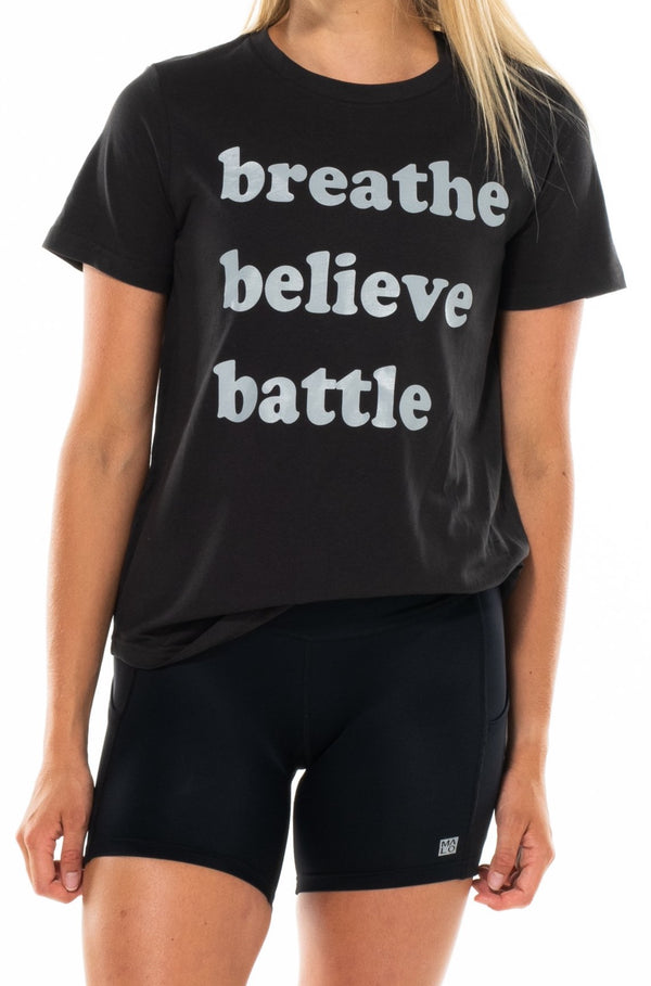 WYN breathe. believe. battle. tee - charcoal