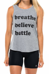WYN breathe. believe. battle. tank - gray