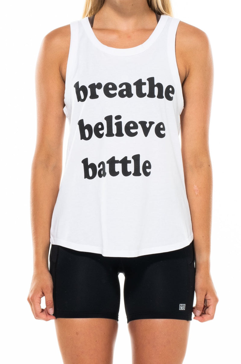 WYN breathe. believe. battle. tank - white