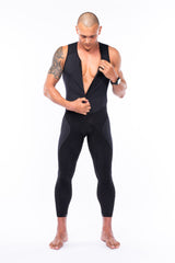 Men's Thermal Cycling Tights. Black cycling pants with a full zip up to keep you warm.