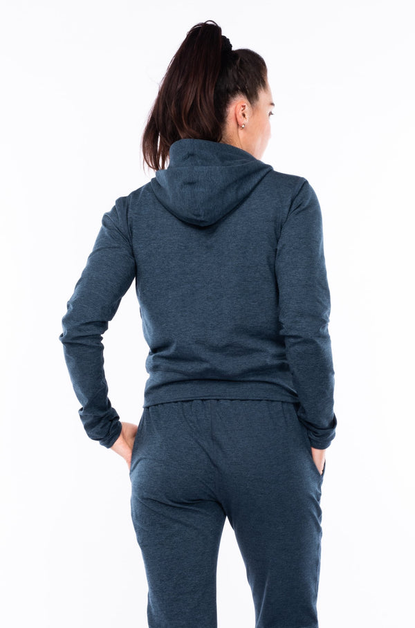 WYN by MALO women's ultimate travel hoodie - indigo heather