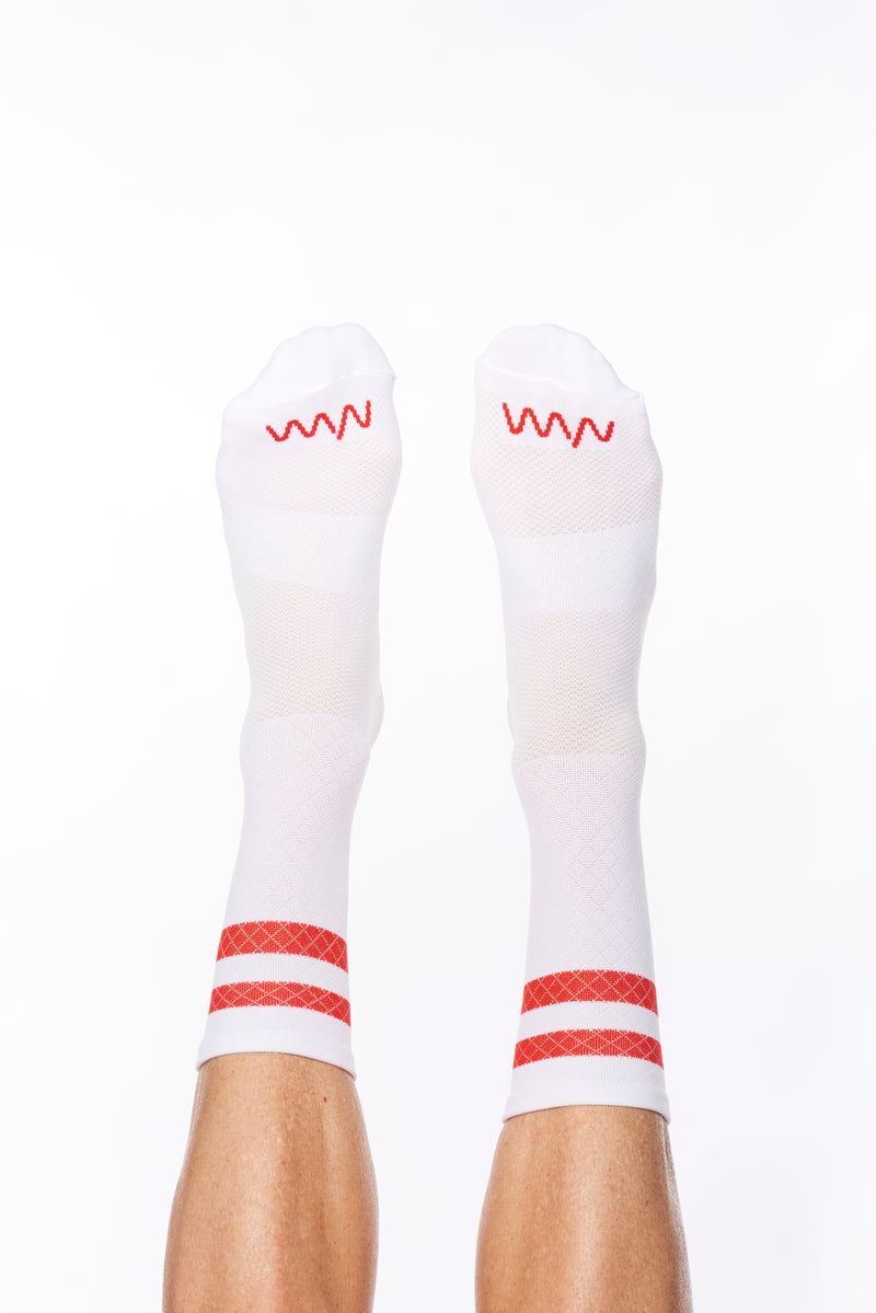 two-stripe sock - flame