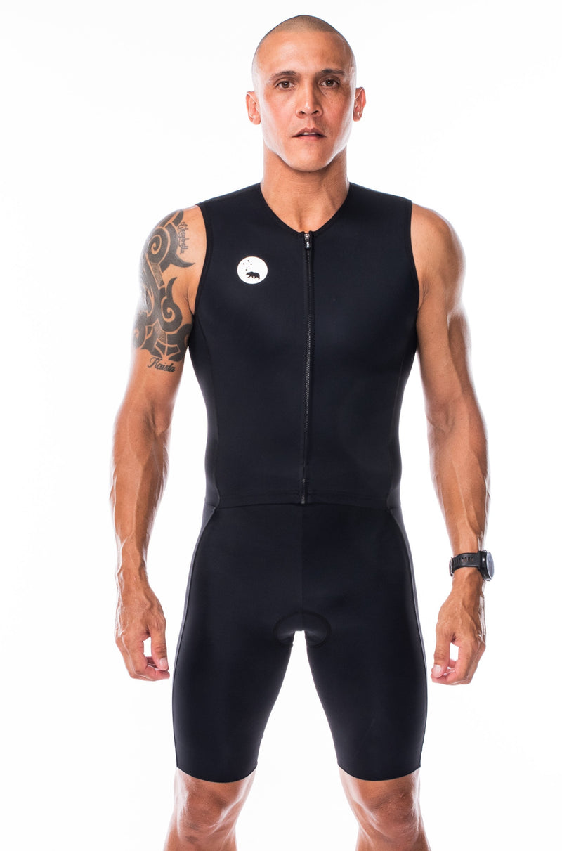 men's velocity sleeveless tri suit - black