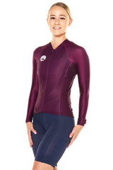 women's lightweight long sleeve cycling jersey - tyrian