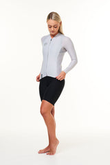women's lightweight long sleeve cycling jersey - silver