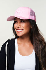 pink on pink mesh trucker