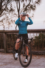 women's lightweight long sleeve cycling jersey - jade