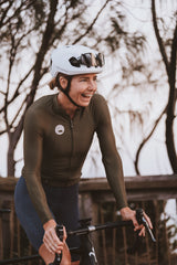 women's lightweight long sleeve cycling jersey - olive